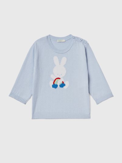 Sky Blue Kids' Benetton Cotton Inlay Sweaters | AU568070