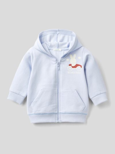 Sky Blue Kids' Benetton Print On The Pocket Hoodie | AU030125