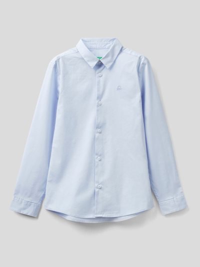 Sky Blue Kids' Benetton Slim Fit Long Sleeve Shirts | AU441380