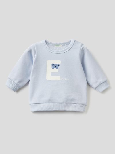 Sky Blue Kids' Benetton Warm Organic Cotton Print Sweatshirt | AU053842