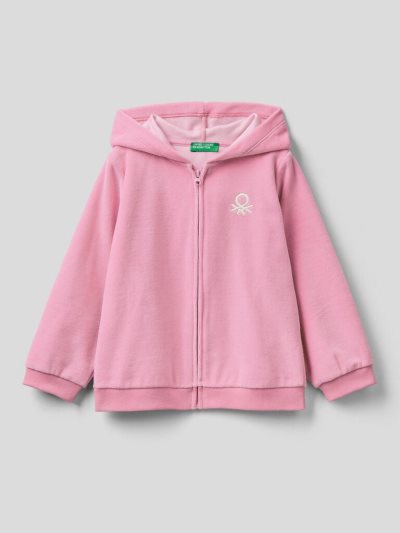 Soft Pink Kids' Benetton Chenille Zip Hood Hoodie | AU224927