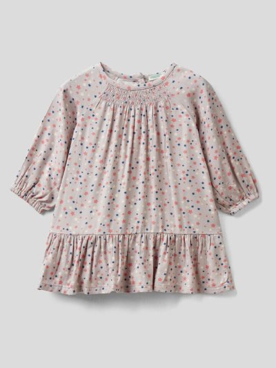 Soft Pink Kids' Benetton Flowy Patterned Print Dress | AU657058