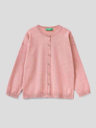 Soft Pink Kids' Benetton Glittery Buttons Cardigan | AU511046