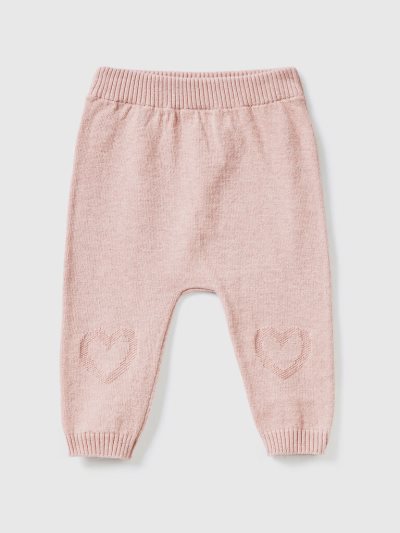 Soft Pink Kids' Benetton Knit Inlay Trousers | AU487557