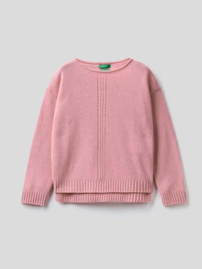 Soft Pink Kids' Benetton Knit Stitching Sweaters | AU707766