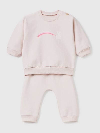 Soft Pink Kids' Benetton Light Sweat Dungarees | AU047245