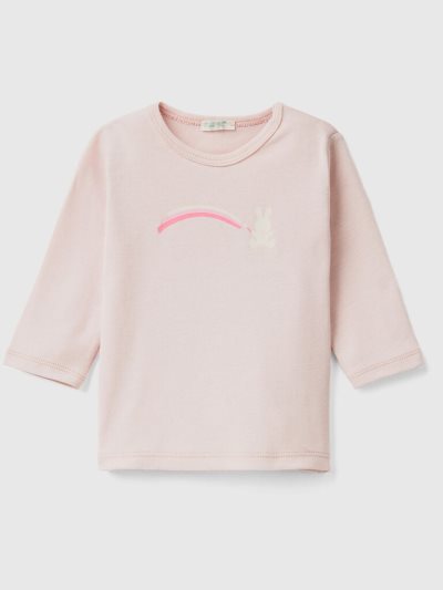 Soft Pink Kids' Benetton Long Sleeve 100% Organic Cotton T Shirts | AU854479