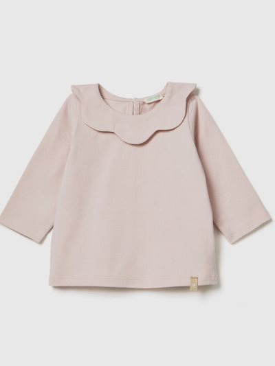 Soft Pink Kids' Benetton Long Sleeve Collar T Shirts | AU871626