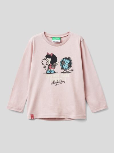 Soft Pink Kids' Benetton Long Sleeve "Mafalda" T Shirts | AU198380