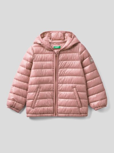 Soft Pink Kids' Benetton Padded Hood Jackets | AU606337