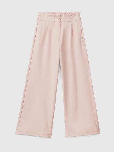 Soft Pink Kids' Benetton Palazzo Elastic At Back Trousers | AU559932