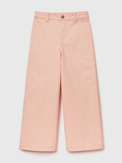 Soft Pink Kids' Benetton Palazzo Stretch Cotton Trousers | AU748464