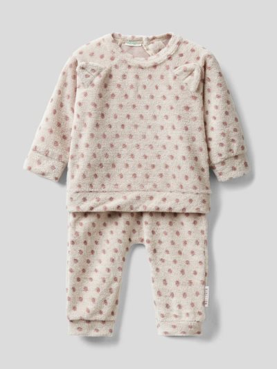 Soft Pink Kids' Benetton Patterned Set Viscose Blend Dungarees | AU478553