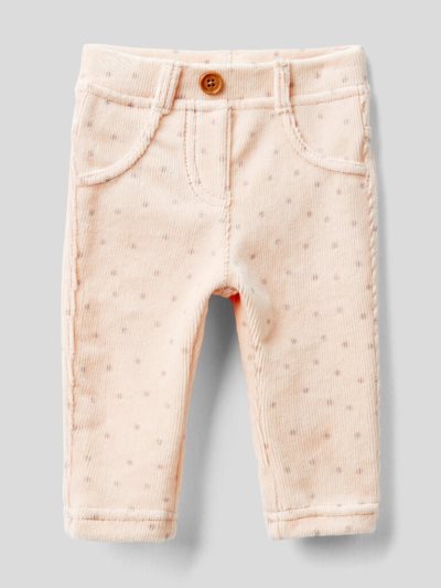 Soft Pink Kids' Benetton Patterned Stretch Chenille Trousers | AU201256