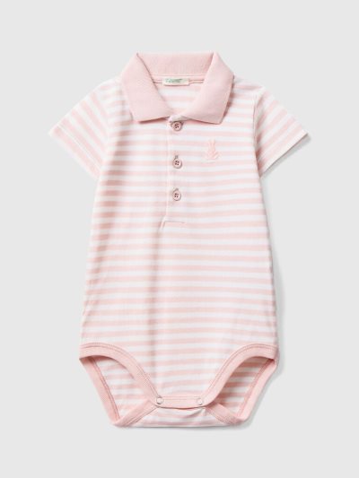 Soft Pink Kids' Benetton Polo Bodysuit Stretch Cotton Bodysuits | AU319001