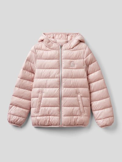 Soft Pink Kids' Benetton Puffer Hood Light Jackets | AU483417