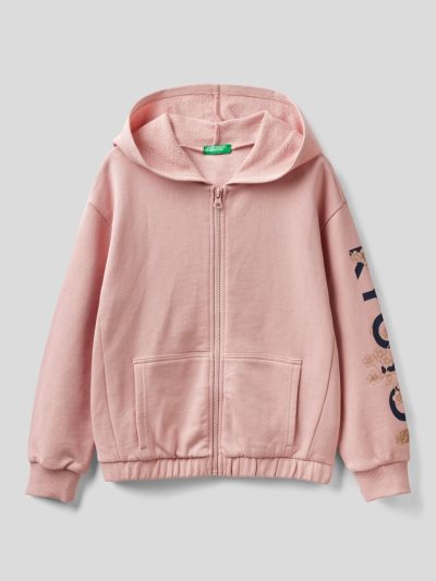 Soft Pink Kids' Benetton Pure Cotton Hooded Hoodie | AU174206