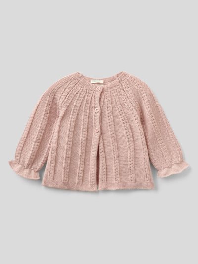 Soft Pink Kids' Benetton Recycled Wool Blend Cardigan | AU706899