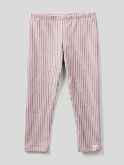 Soft Pink Kids' Benetton Ribbed Recycled Fabric Leggings | AU090864