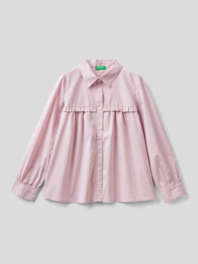 Soft Pink Kids' Benetton Rouches On The Yoke Shirts | AU579150