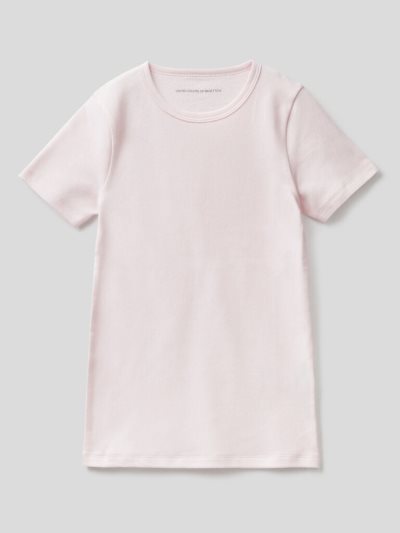 Soft Pink Kids' Benetton Short Sleeve Warm Cotton T Shirts | AU752336