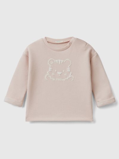 Soft Pink Kids' Benetton Soft Organic Cotton Print Sweatshirt | AU280736