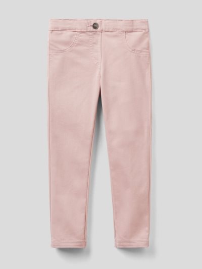 Soft Pink Kids' Benetton Stretch Cotton Blend Trousers | AU354676