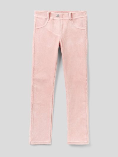 Soft Pink Kids' Benetton Super Skinny Chenille Trousers | AU075772