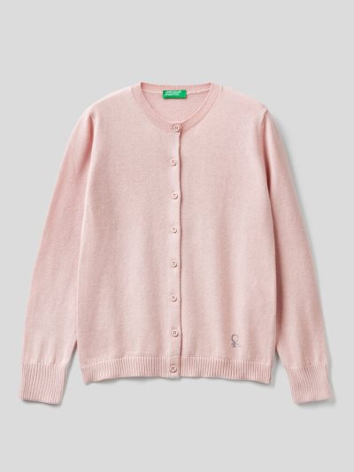 Soft Pink Kids' Benetton Tricot 100% Cotton Cardigan | AU792690