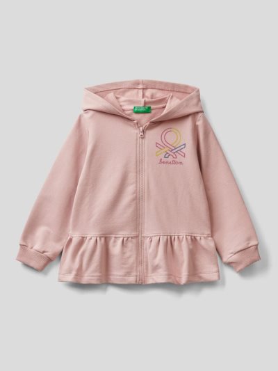 Soft Pink Kids' Benetton Warm Zip And Flounce Hoodie | AU375768