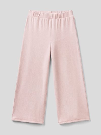 Soft Pink Kids' Benetton Wide Leg Viscose Blend Trousers | AU327402