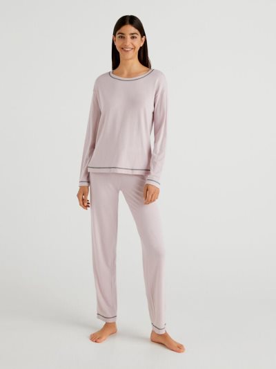 Soft Pink Women's Benetton Stretch Cotton Blend Matching Sets | AU303633