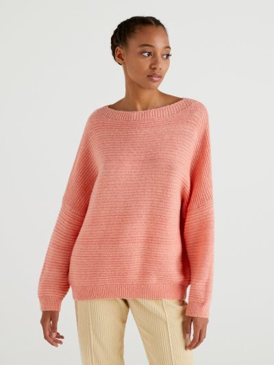 Strawberry Women's Benetton Boxy Fit Wool Blend Crew Neck Sweaters | AU742516