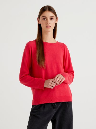 Strawberry Women's Benetton Crew Neck Cashmere And Wool Blend Sweaters | AU334890