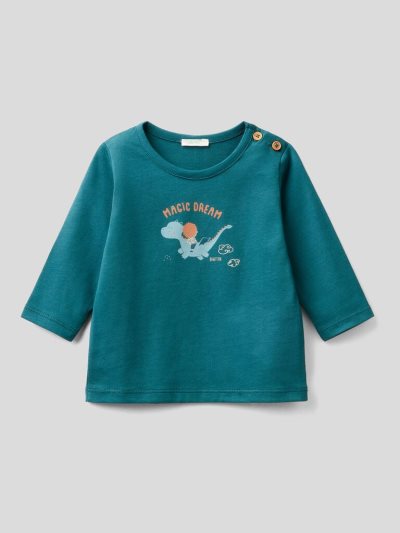 Teal Kids' Benetton Warm Organic Cotton T Shirts | AU771953