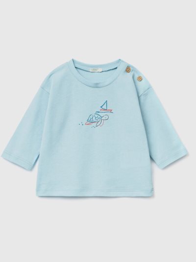 Turquoise Kids' Benetton 100% Cotton Print T Shirts | AU031105