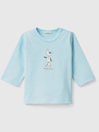 Turquoise Kids' Benetton Long Sleeve Organic Cotton T Shirts | AU233713