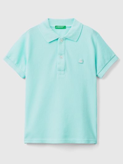 Turquoise Kids' Benetton Organic Cotton Short Sleeve Polo Shirts | AU059338