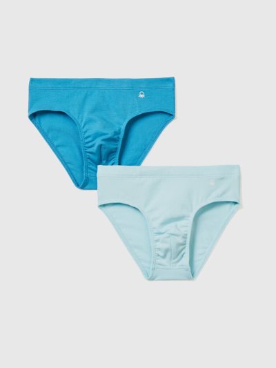 Turquoise Kids' Benetton Two Pairs Of Stretch Cotton Boxers | AU334345