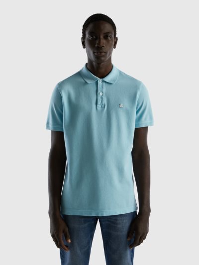 Turquoise Men's Benetton Regular Fit Short Sleeve Polos | AU408139