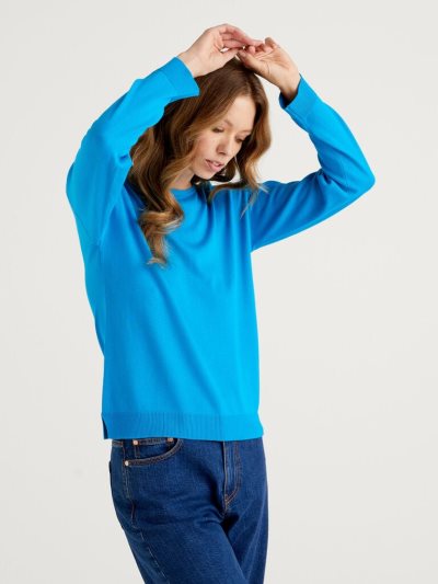 Turquoise Women's Benetton Boat Neck Sweaters | AU293516