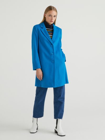 Turquoise Women's Benetton Short Wool Blend Cloth Coats | AU604860