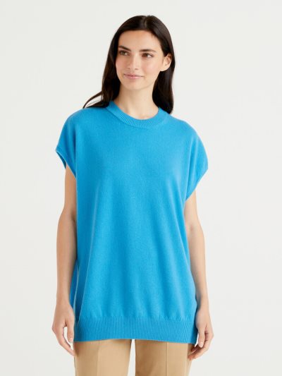 Turquoise Women's Benetton Sleeveless Cashmere Blend Sweaters | AU091575