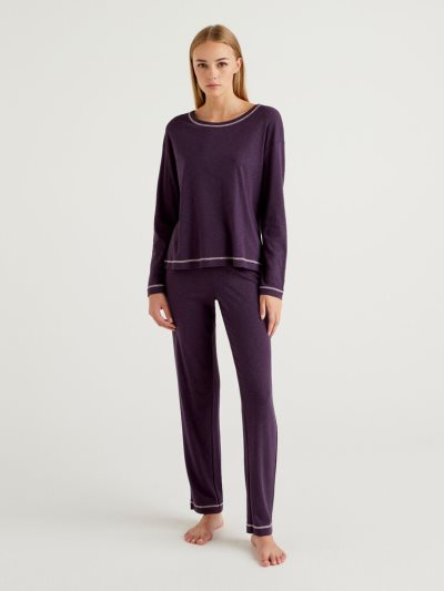 Violet Women's Benetton Stretch Cotton Blend Matching Sets | AU413506