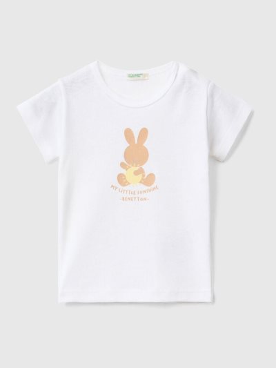 White Kids' Benetton 100% Organic Cotton T Shirts | AU694598