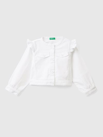 White Kids' Benetton Colorful Stretch Cotton Jackets | AU901978