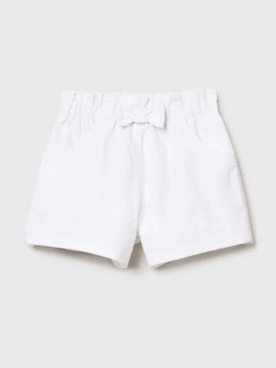 White Kids' Benetton Elastic Waist Shorts | AU817504