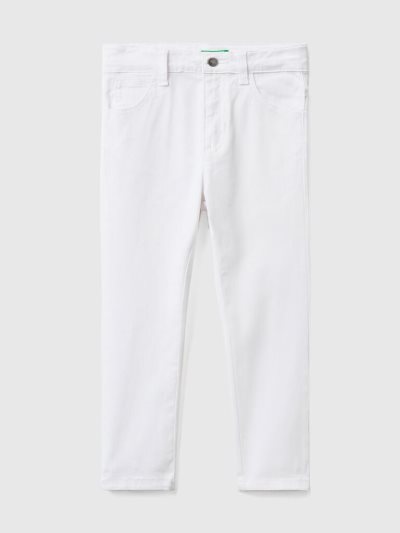 White Kids' Benetton Five-pocket Slim Fit Trousers | AU824159