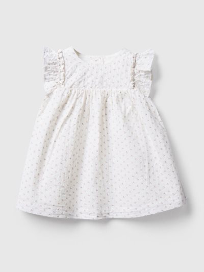 White Kids' Benetton Floral Stretch Cotton Dress | AU721598