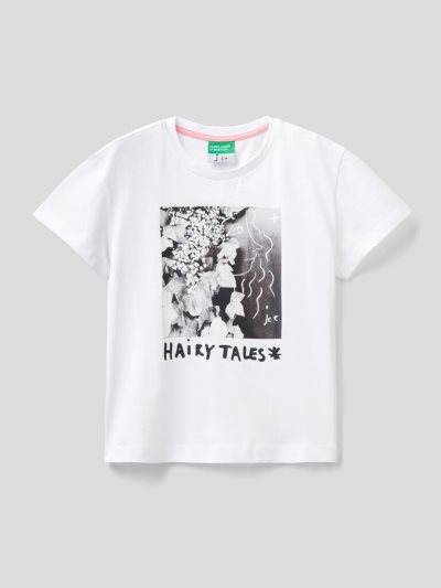 White Kids' Benetton Jccxucb Photo Print Short Sleeve T-shirts | AU406208